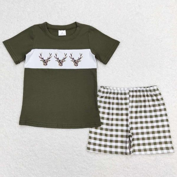 Ensemble de vêtements pour enfants vêtements de créateurs garçons léopard de chemise verte de cerfs verts tenues pour bébé d'été