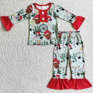 Kledingsets Kinderen Designer Design Kleding Girls Pyjama Set Kerst Koe print Boutique Baby Girl Sleepwear broer of zus jongens nachtkleding
