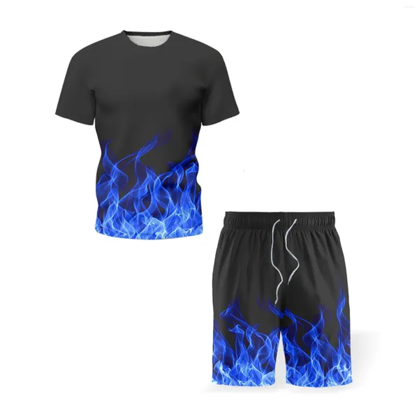 Ensembles de vêtements Enfants Flamme Feu 3D Imprimer T-shirts Plage Board Shorts Maillot De Bain Tendance Filles Garçons Streetwear T-shirts Occasionnels Tops Costumes