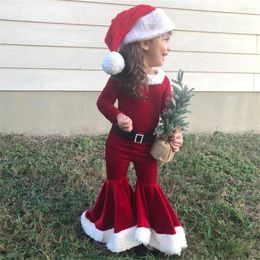 Conjuntos de ropa Niños Niñas Disfraz de Navidad Papá Noel Ropa de bebé para niños pequeños Pantalones de manga larga Top Bell Bottom 3PCS Trajes de año