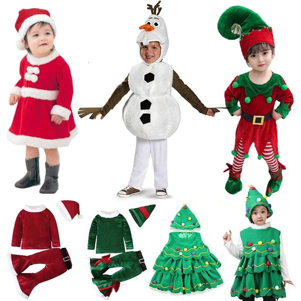 Ensembles de vêtements Enfants Filles Costume de Noël Père Noël Enfant Bébé Vêtements À Manches Longues Chapeau Haut Bas Pantalon 3PCS Année Tenues 231025