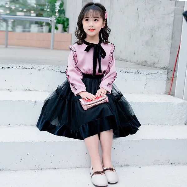 Vêtements Ensembles Kids Girls Vêtements Enfants Enfants Pink Blouse Blouse Mesh Tutu Jupe Princesse Costume costumes Tenues d'adolescents 6 8 10 12 14 ans