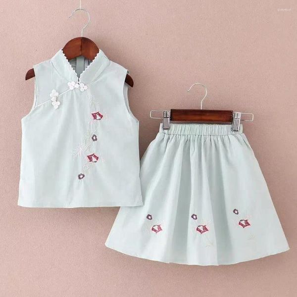 Ensembles de vêtements pour enfants Hanfu en ligne Red set à la mode 2024 Antique Super immortel Robe Summer Childrens Baby Tang