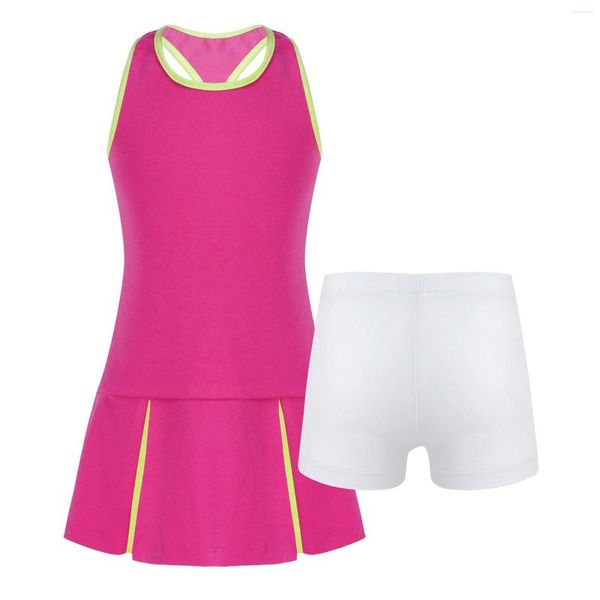 Ensembles de vêtements pour enfants Sport Suit Cotton Sans manchons robe et shorts set Tours Coss Suit pour courir d'exercice de gymnase Badminton