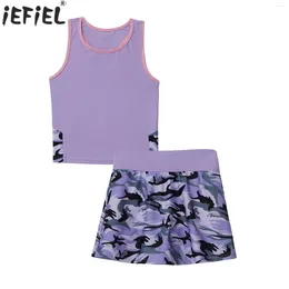 Ensembles de vêtements pour enfants filles sportswear tennis costume t-shirt sans manches