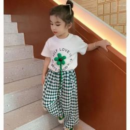 Kledingsets Kinderen Girls Pak Summer Children's Short Sleeveved T-shirtbroek 2-delige set Girl Baby Mosquito-Proof 0 2 4 6 7Y