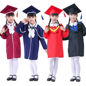 Kledingsets Kids Graduation Gown Kinderen Bachelor Kostuums Scholieren Uniform Meisjes Jurk set met Hoed Baby Performance Kleding 230601