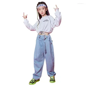 Vêtements Ensembles Kids Hip Hop Sweatshirt Crops Tops Pantalon de jogger lâche pour filles Boys Children Ballroom Jazz Dance Performance Vêtements