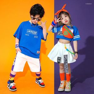 Kledingsets Kids Hip Hop T -shirt Tops Street Wear Rok Shorts For Girl Boys Jazz Dance Dancing Cheerleader Rave Outfits