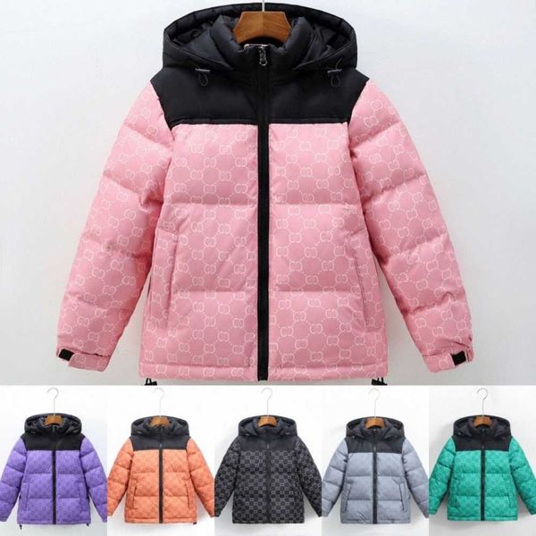 Ensembles de vêtements enfants à capuche doudoune enfant en bas âge manteau bouffant chaud Parka garçons filles noir designer visage hiver enfant bébé vêtements lettre imprimée enfants jeunesse