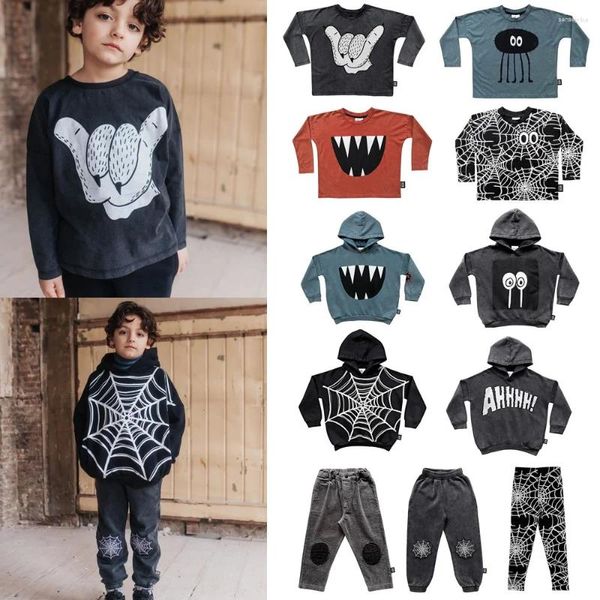 Ensembles de vêtements Enfants T-shirts à manches longues 2023 Automne LMH Marque Fille Garçon Sweats à capuche et pantalon Ensemble Mode Européenne Enfants Sweatshirts Tee