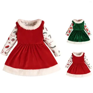 Ensembles de vêtements enfants tenue coton doux chaud col rond à manches longues couvertures d'emmaillotage florales de noël pour bébé filles fille tante tenues