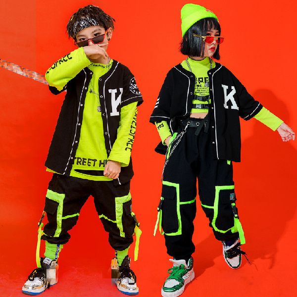 Conjuntos de ropa Rendimiento para niños Trajes de baile de hip hop Tops cortos Ropa de calle Pantalones cargo Niñas Niños Ropa de baile de jazz Disfraces Concierto 230630