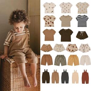 Ensembles de vêtements enfants ensemble 23 été oz même style t-shirt à manches courtes shorts bébé fille garçon huit points bretelles