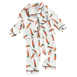 Ensembles de vêtements pour enfants en bas âge pour tout-petit set pyjamas de Pâques imprimer des bébés garçons filles à manches longues pyjamas vêtements 2 pièces (6 mois-4 ans)