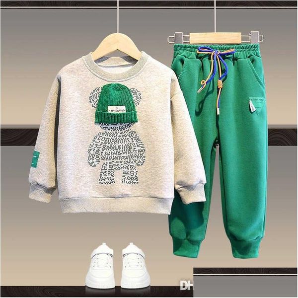 Ensembles de vêtements enfants survêtement bébé filles garçons vêtements de créateurs dessin animé sweat-shirt 3D et pantalon de survêtement enfant survêtement école deux dhuvm