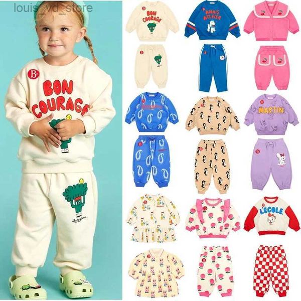 Conjuntos de ropa Suéteres de bebé coreano y pantalón casual 2023 Otoño Bebe Marca Impreso Niños Niñas Boy Sweatershirts Pantalones Ropa para niños Set T231204