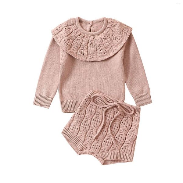 Ensembles de vêtements coréens nés bébés garçons filles en tricot à manches longues Pullover pp short 2pcs printemps automne tricot tendu