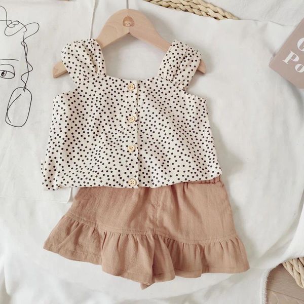 Vêtements Ensembles coréens Baby Girls Fashion Vêtements Coton Migne Toddler Kids Sans manches 2 pièces Suit Summer