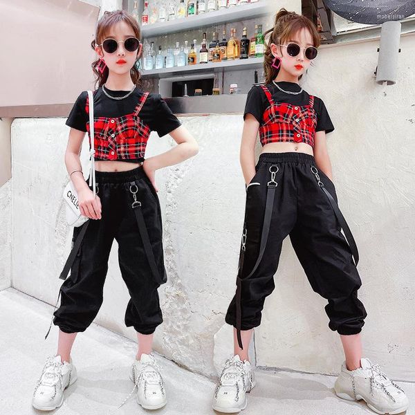 Ensembles de vêtements mode coréenne enfants été vêtements de sport à manches courtes costume filles survêtement de danse hip-hop effectuant des vêtements de Jazz
