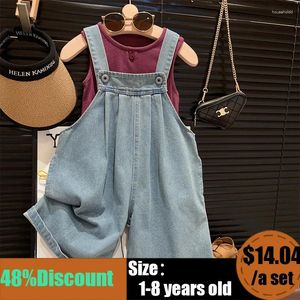 Ensembles de vêtements filles coréennes vêtements Denim sangle pantalon costume pour gilet coupe ample 2 pièces ensemble bébé été