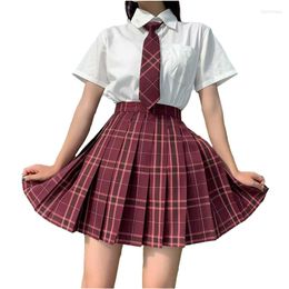 Ensembles de vêtements uniforme scolaire coréen pour filles chemise blanche jupe plissée Jk jupes à carreaux femme vêtements hauts