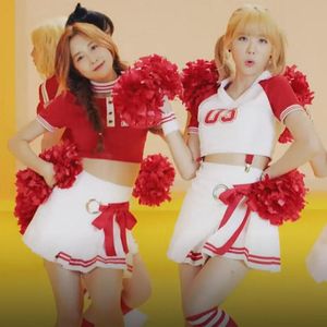 Ensembles de vêtements Style coréen K- Femme Costumes de danse Gilet Jupe Uniforme scolaire Cheerleading Street Jazz Ballroom Cheerleader SetSets de vêtementsC