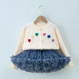 Sets de ropa Estilo coreano Primavera Autumn Autumn Baby Girl Slewes Longwear Awear Sweater Tutu Skirt Children S375