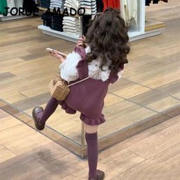 Ensembles de vêtements Style coréen printemps automne bébé fille manches longues T-shirt blanc violet tricots barboteuse chaussettes enfants E23096