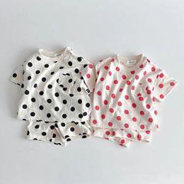 Conjuntos de roupas estilo coreano fino verão bebê meninas e meninos roupas 2 peças algodão macio moda pontos
