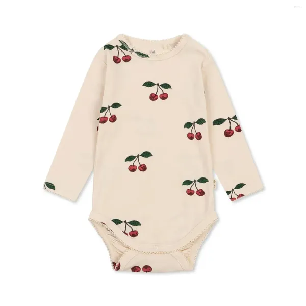 Ensembles de vêtements KS Born Coton Romper Enfants Cherry Broderie Vêtements Ensemble Bébé Garçon Fille Mignon Combinaison Enfant Onesis Top Pantalon