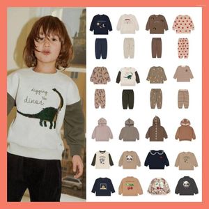 Kledingsets KS Winter Kinderkleding Set Kinderen Verdikte Capuchon Jongen Meisje Schattig Weatshirt Joggingbroek Pak Geboren Sweatshirt Babyjasje 1-9Y