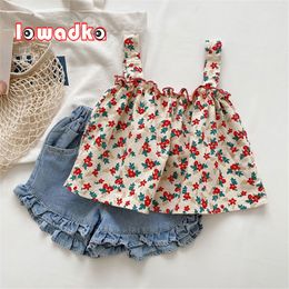 Kledingsets Lawadka Zomer Babymeisje Kleding Bloem T -shirt Denim Korte 2pcs Kinderen Spak Fashion Outfits Zacht 230504