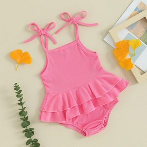 Kledingsets Ledy Champswiin Baby Girl Swimsuit Solid Color Riemt Tops Triangle Shorts Zwempak Toddler Swimwear