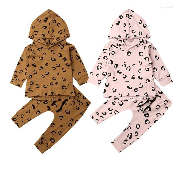 Conjuntos de ropa Leopardo Infantil Bebé Ropa de niña Jersey de manga larga Tops con capucha Leggings Pantalones Trajes Chándal