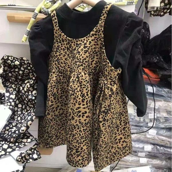 Ensembles de vêtements motif léopard enfants ensemble enfants 2023 automne vêtements t-shirt robe bébé filles tenues survêtement conjuntos de vestido