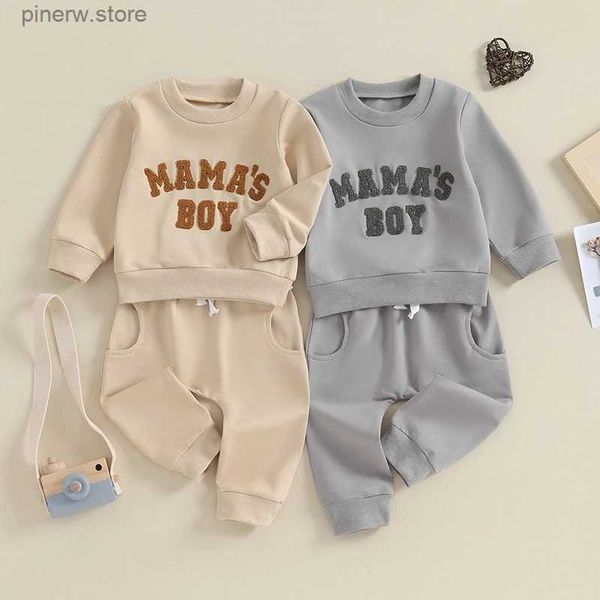 Ensembles de vêtements Lioraitiin 0-3Y nouveau-né enfant en bas âge bébé garçon automne tenues d'hiver lettre sweat-shirt à col rond ensemble de pantalons décontractés 2 pièces vêtements