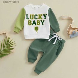 Kledingsets Lioraitiin 0-3Y Peuter Baby Jongen Meisjes St Patrick Dag Kleding Lange Mouw Brief Borduren Sweatshirt Groene Outfit