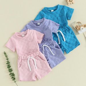 Ensembles de vêtements Lioraitiin 0-3Y Toddler Baby Girl Boy Boy Tenget Wake Boerboard Mather T-shirt à manches courtes et shorts élastiques ensembles de vêtements mignons