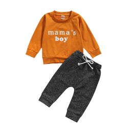 Ensembles de vêtements Lioraitiin 03 ans enfant en bas âge bébé garçon fille enfants automne survêtement lettres imprimer col rond manches longues sweat-shirt taille élastique pantalon 230919