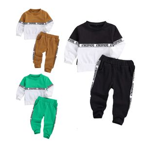 Conjuntos de ropa Lioraitiin 04 años nacido niño bebé niño otoño conjunto patchwork manga larga top pantalones 2 piezas 3 estilos traje 230202