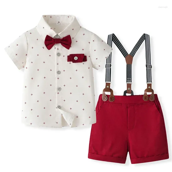 Ensembles de vêtements Liscywind Baby Boys 2pcs Gentleman Tenues à manches courtes Short Print Shirts Set Toddler Forme