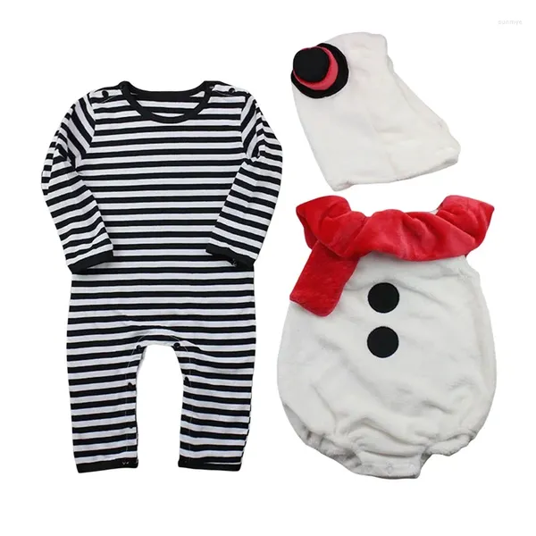 Ensembles de vêtements Listenwind bébé Halloween bonhomme de neige barboteuses ensemble infantile garçons filles rayé à manches longues body né combinaisons costume