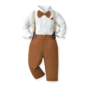 Vêtements Ensembles T-shirts et shorts à suspense Little Boys Set Baby Boys Gentleman Bow Tie T-shirt Tops Pantalon Solie Sauthes Boy