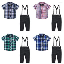 Ensembles de vêtements Little Children's set for Boy Gentleman Grid Shirt Pantal
