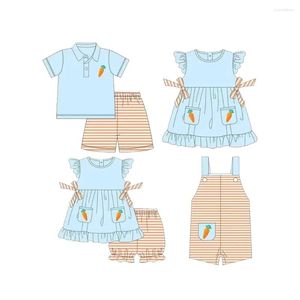 Ensembles de vêtements Petites filles rayées garçons enfants boutique tenues de Pâques robes bébé barboteuses livraison directe enfants maternité Dhhvx