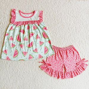 Vêtements ensembles petites filles vêtements d'été mignonnes de pastèque mignon imprimé pour tout-petit bébé fille se déroule la mode pour enfants en gros