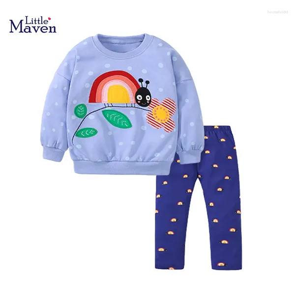 Ensembles de vêtements Little Maven 2024 vêtements pour adolescents bébés filles coton dessin animé arc-en-ciel escargot sweat à capuche automne enfants