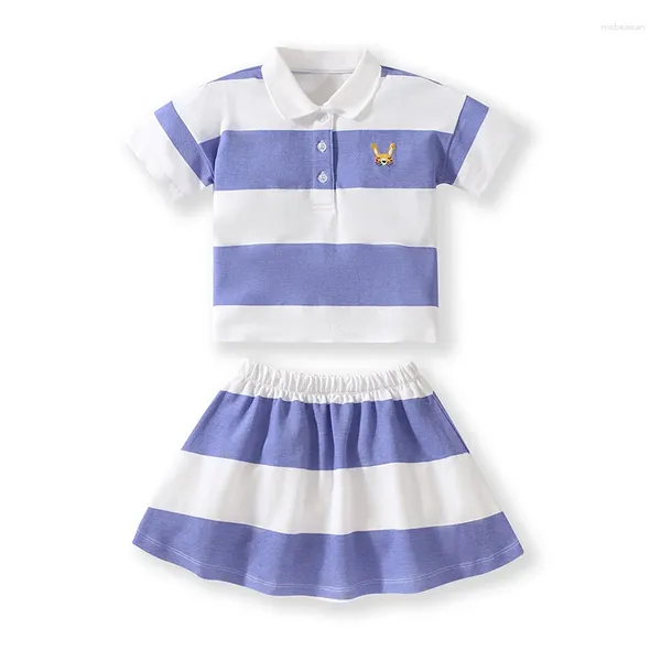 Vêtements Ensemble Petites filles Maven Polo Joupe de cou décontractée Blanc Blue Blue Summer Kids Vêtements Boutique Boutique Tenues Coton
