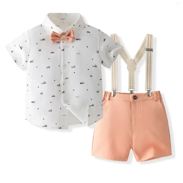 Ensembles de vêtements LLittle Boy Gentleman Vêtements Chemise blanche Short avec bretelles Enfants ChildrenParty Tenues à manches courtes bébé pour le mariage